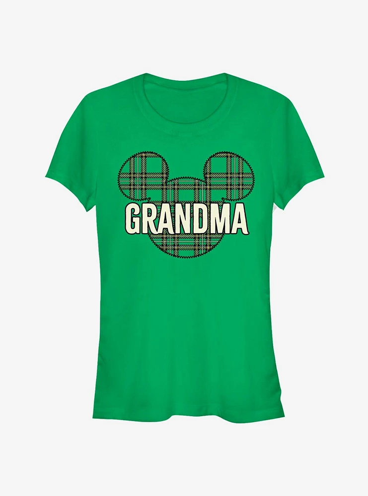 Disney Mickey Mouse Head Plaid Grandma Classic Girls T-Shirt