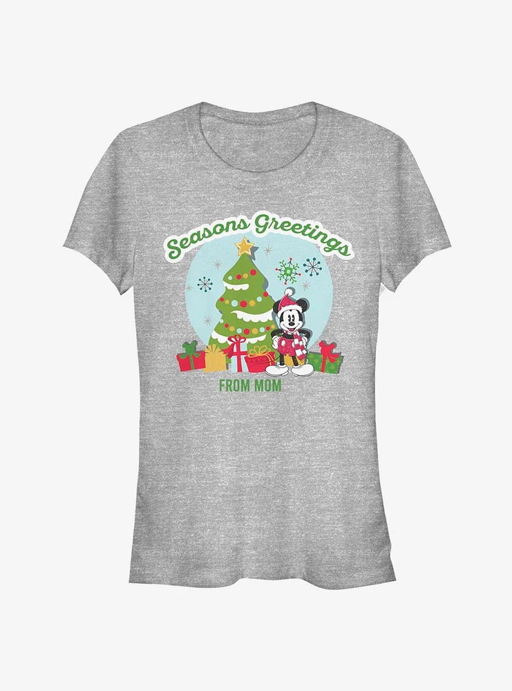 Disney Mickey Mouse Holiday Seasons Greetings From Mom Classic Girls T-Shirt