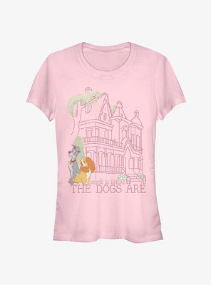 Disney Lady And The Tramp Stitch Home Is Where The Dogs Are Classic Girls T-Shirt