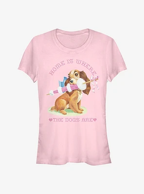 Disney Lady And The Tramp Home Is Where Dogs Are Classic Girls T-Shirt