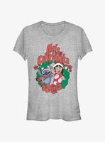 Disney Lilo & Stitch Christmas Wreath Girls T-Shirt