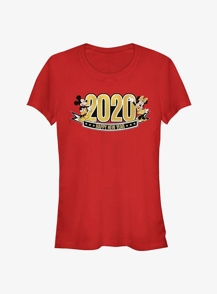 Disney Mickey Mouse And Minnie Happy New Year 2020 Classic Girls T-Shirt