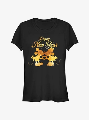 Disney Mickey Mouse And Minnie Kissing Happy New Year Classic Girls T-Shirt