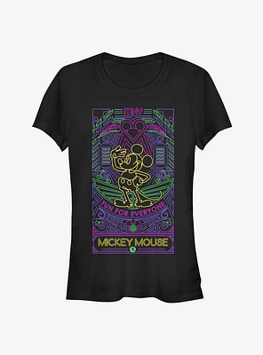 Disney Mickey Mouse Neon Line Art Classic Girls T-Shirt