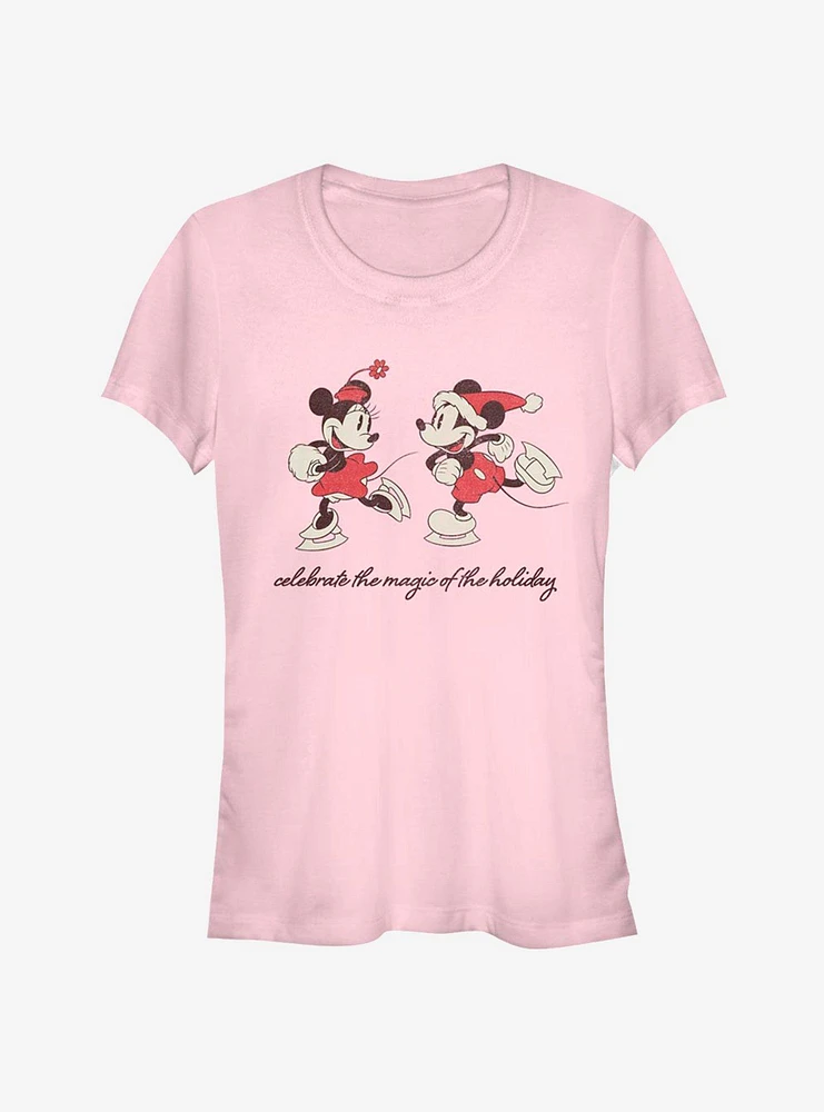 Disney Mickey Mouse Holiday Minnie Ice Skating Classic Girls T-Shirt