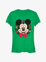 Disney Mickey Mouse Face Holiday Wreath Classic Girls T-Shirt