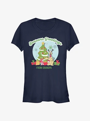 Disney Pluto Holiday Seasons Greetings From Grandpa Classic Girls T-Shirt