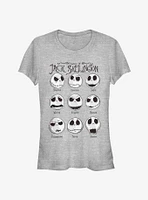 Disney The Nightmare Before Christmas Emotions Of Jack Skellington Classic Girls T-Shirt