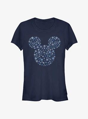 Disney Mickey Mouse Holiday Head Snowflake Outline Classic Girls T-Shirt