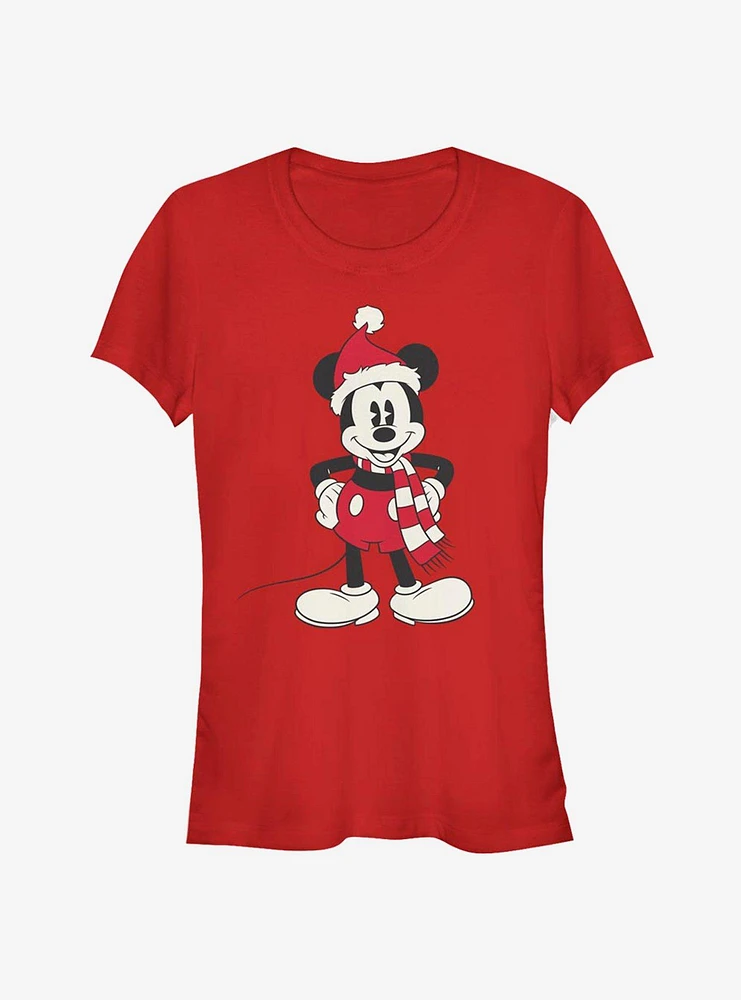 Disney Mickey Mouse Christmas Santa Hat Classic Girls T-Shirt