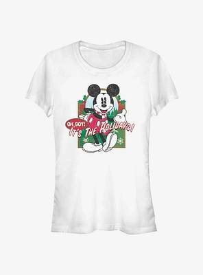 Disney Mickey Mouse Oh Boy It's The Holidays! Classic Girls T-Shirt