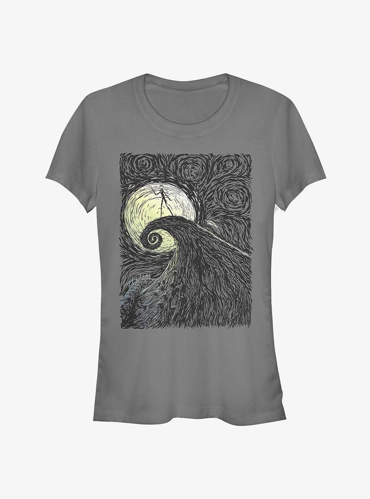 Disney The Nightmare Before Christmas Spiral HIll Painting Classic Girls T-Shirt