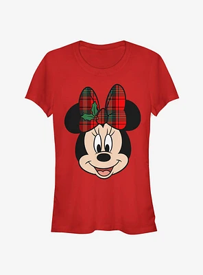 Disney Minnie Mouse Plaid Holiday Bow Classic Girls T-Shirt