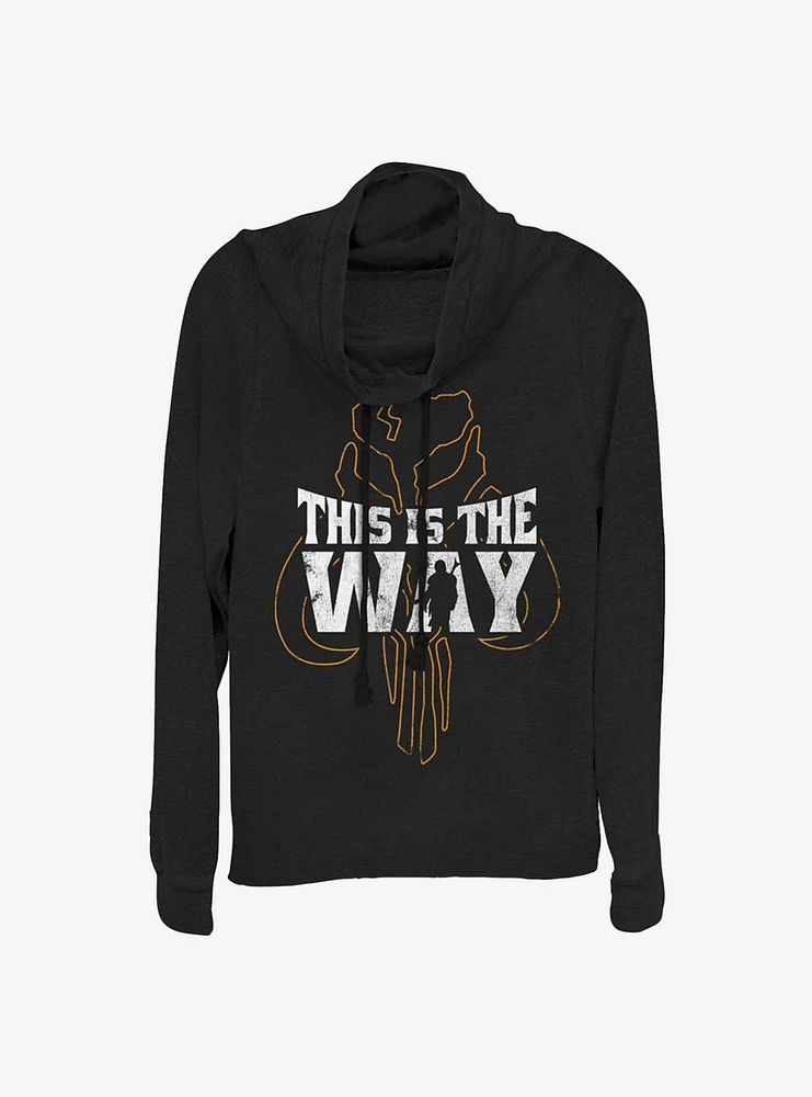 Star Wars The Mandalorian This Is Way Iron Heart Outline Cowl Neck Long-Sleeve Girls Top