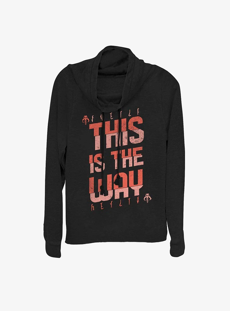 Star Wars The Mandalorian This Is Way Red Script Cowlneck Long-Sleeve Womens Top