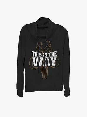 Star Wars The Mandalorian This Is Way Silhouette Cowlneck Long-Sleeve Womens Top