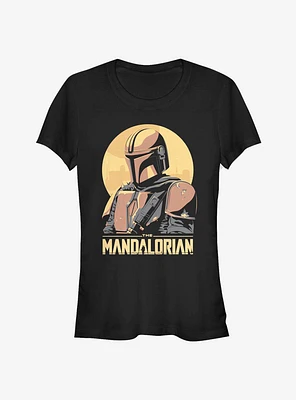 Star Wars The Mandalorian Mando Sunset Frame Girls T-Shirt