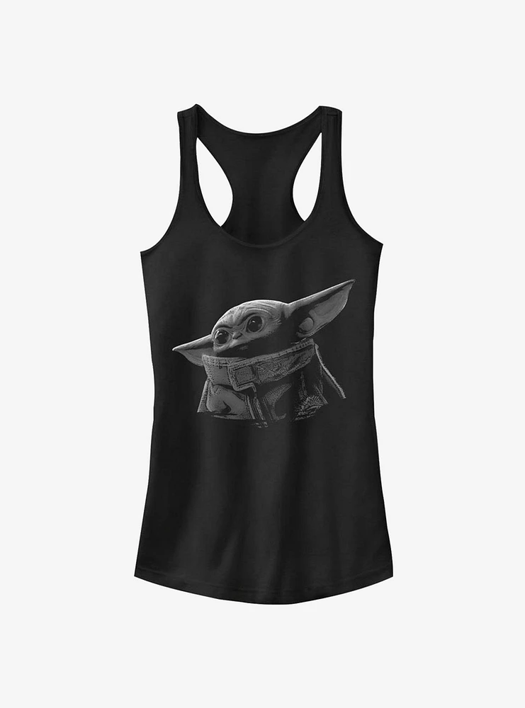 Star Wars The Mandalorian Child Grey Scale Girls Tank