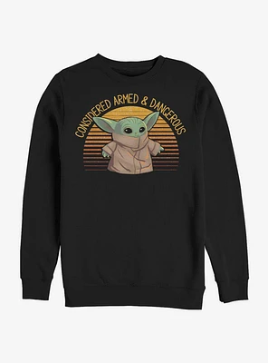 Star Wars The Mandalorian Child Considered Armed & Dangerous Crew Sweatshirt