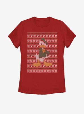 Disney Donald Duck Christmas Pattern Womens T-Shirt