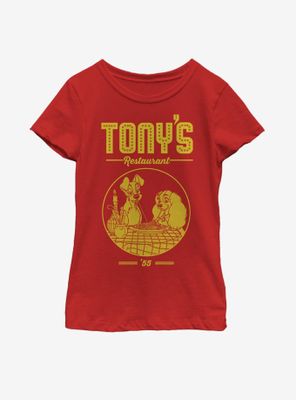 Disney Lady And The Tramp Tony's Restaurant Youth Girls T-Shirt