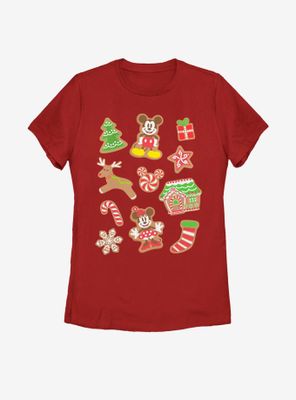 Disney Mickey Mouse Gingerbread Icons Womens T-Shirt