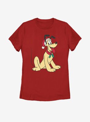Disney Mickey Mouse Pluto Santa Hat Womens T-Shirt