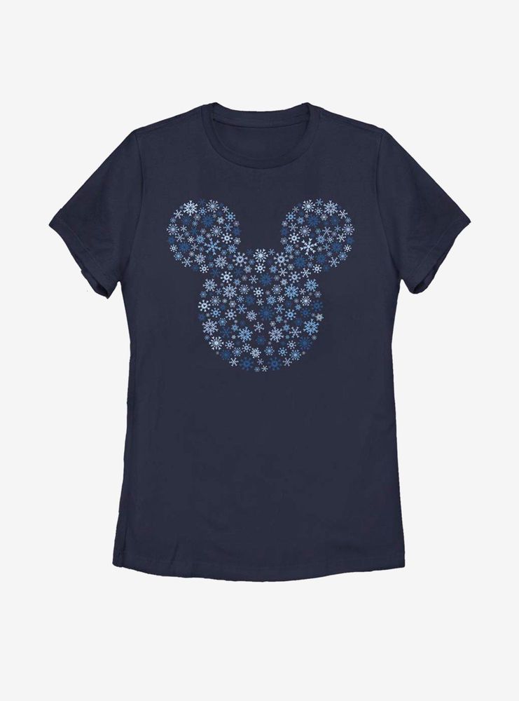 Disney Mickey Mouse Ears Snowflakes Womens T-Shirt