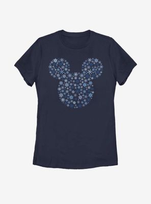 Disney Mickey Mouse Ears Snowflakes Womens T-Shirt