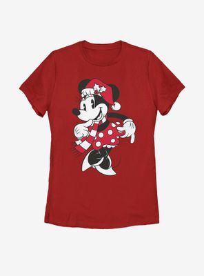 Disney Mickey Mouse Minnie Santa Hat Womens T-Shirt