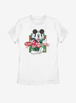Disney Mickey Mouse Vintage Holiday Womens T-Shirt