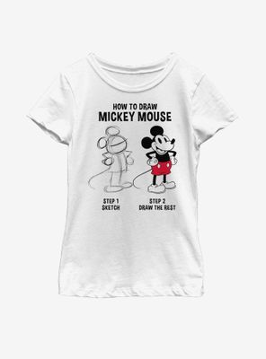 Disney Mickey Mouse Drawing Youth Girls T-Shirt