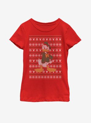 Disney Donald Duck Christmas Pattern Youth Girls T-Shirt