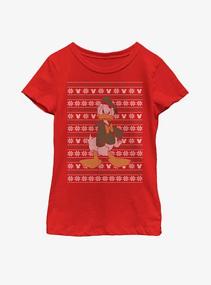 Disney Donald Duck Christmas Pattern Youth Girls T-Shirt