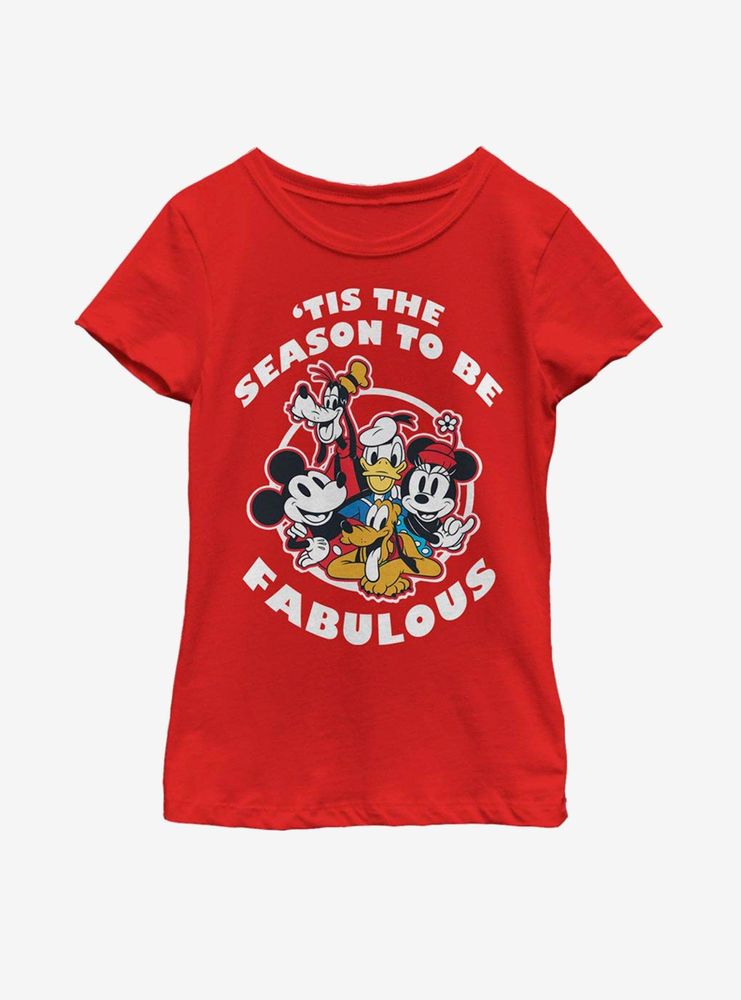 Disney Mickey Mouse Fabulous Holiday Youth Girls T-Shirt