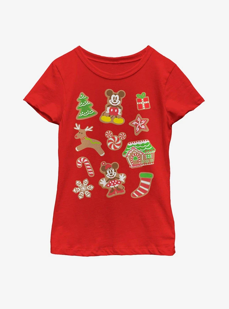 Disney Mickey Mouse Gingerbread Icons Youth Girls T-Shirt