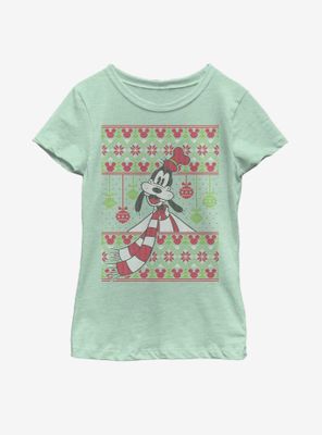 Disney Goofy Ornament Christmas Pattern Youth Girls T-Shirt
