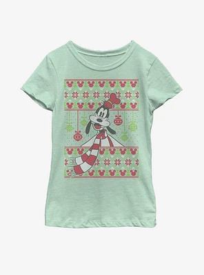 Disney Goofy Ornament Christmas Pattern Youth Girls T-Shirt