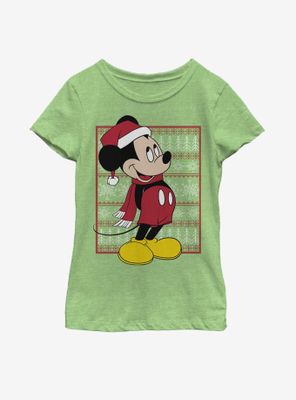 Disney Mickey Mouse Ugly Christmas Pattern Youth Girls T-Shirt