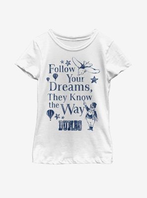 Disney Dumbo Follow Your Dreams Youth Girls T-Shirt