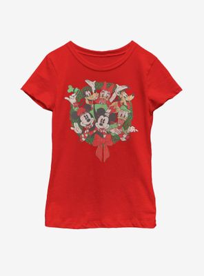Disney Mickey Mouse Friends Wreath Youth Girls T-Shirt