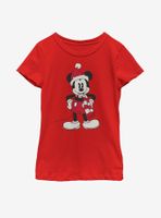 Disney Mickey Mouse Santa Hat Youth Girls T-Shirt