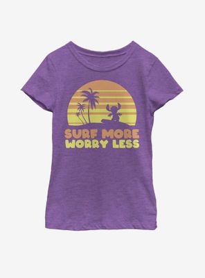 Disney Lilo And Stitch Surf More Worry Less Youth Girls T-Shirt