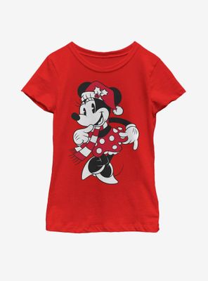 Disney Mickey Mouse Minnie Santa Hat Youth Girls T-Shirt