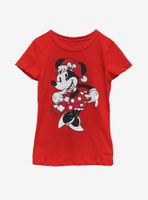 Disney Mickey Mouse Minnie Santa Hat Youth Girls T-Shirt