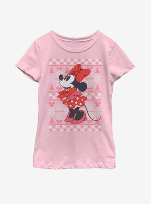 Disney Mickey Mouse Minnie Winter Christmas Pattern Youth Girls T-Shirt