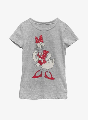 Disney Mickey Mouse Snowflaked Daisy Youth Girls T-Shirt