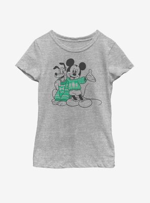 Disney Mickey Mouse Christmas Pattern Pals Youth Girls T-Shirt
