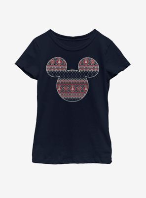 Disney Mickey Mouse Christmas Pattern Fill Youth Girls T-Shirt
