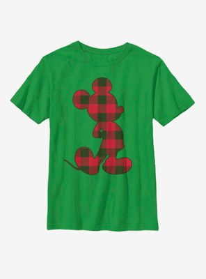 Disney Mickey Mouse Red Checkered Silhouette Youth T-Shirt